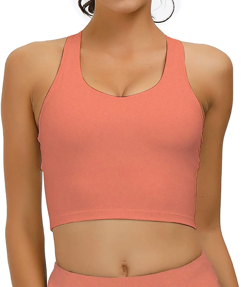 RAISEVERN Women's Sport Bras Padded Workout Longline Running Yoga Crop Tank Tops