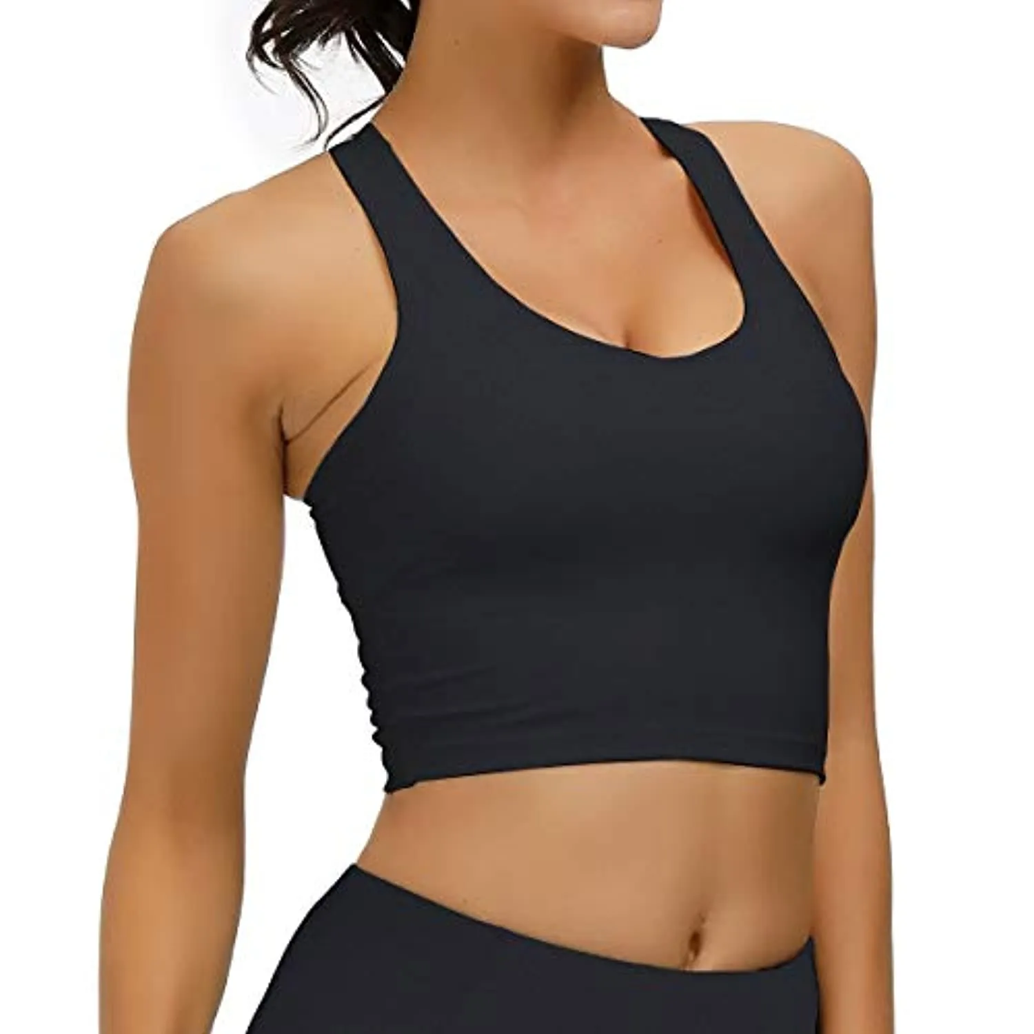 RAISEVERN Women's Sport Bras Padded Workout Longline Running Yoga Crop Tank Tops