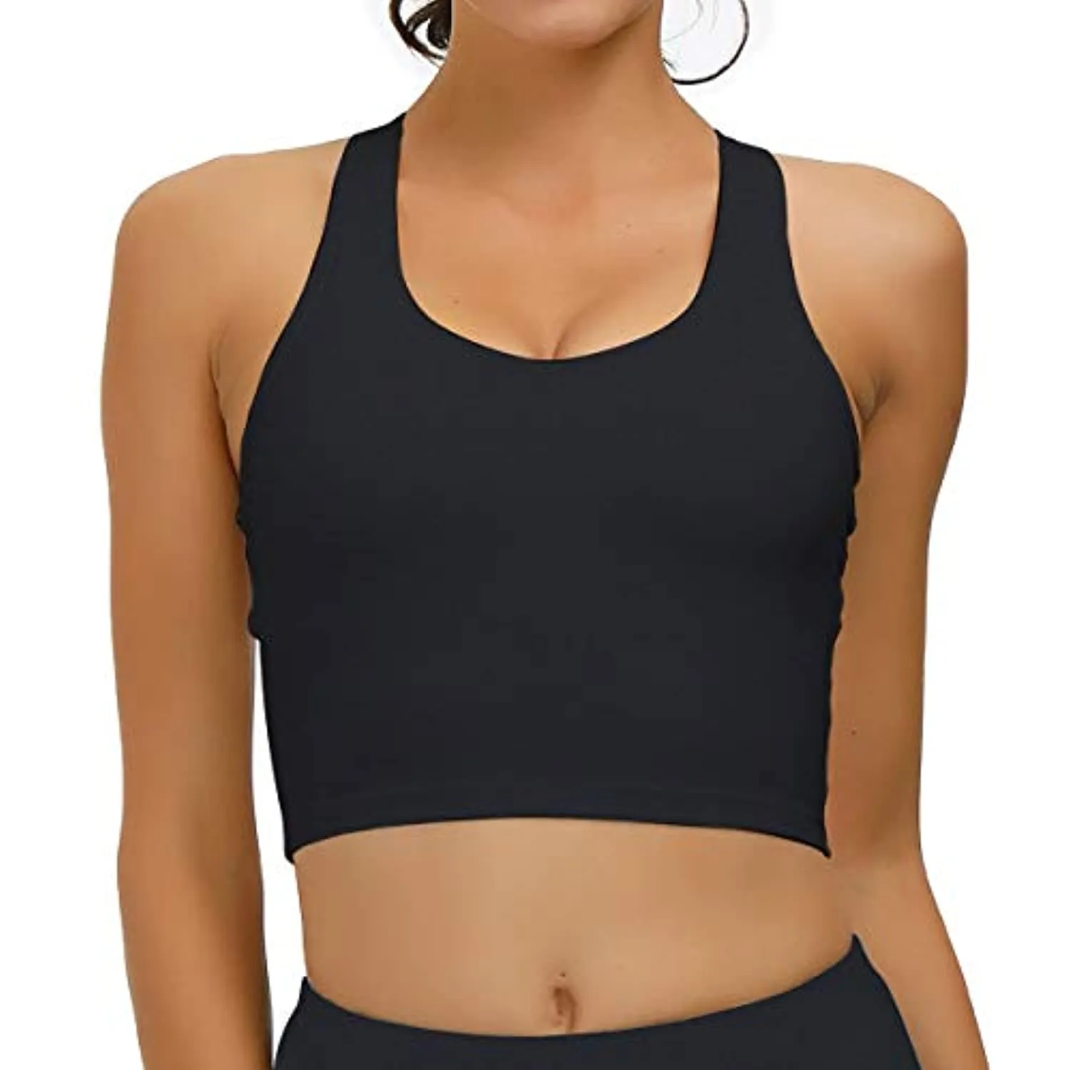 RAISEVERN Women's Sport Bras Padded Workout Longline Running Yoga Crop Tank Tops