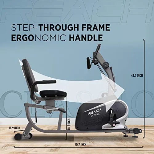 Reach Classic Recumbent Bike Exercise Cycle | Exercise Bike with Back Support Seat and Resistance Rope for Home Gym (Classic)