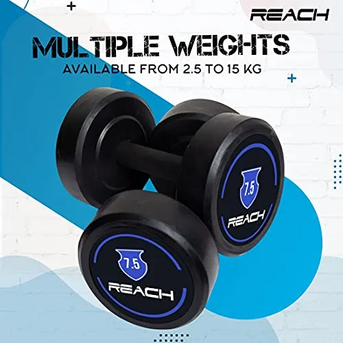 Reach round dumbbell weights for strength training at home and gym ( 7.5 kg pair )