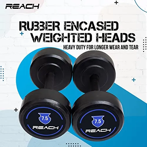 Reach round dumbbell weights for strength training at home and gym ( 7.5 kg pair )