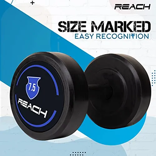 Reach round dumbbell weights for strength training at home and gym ( 7.5 kg pair )