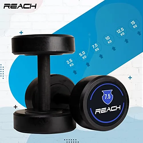 Reach round dumbbell weights for strength training at home and gym ( 7.5 kg pair )