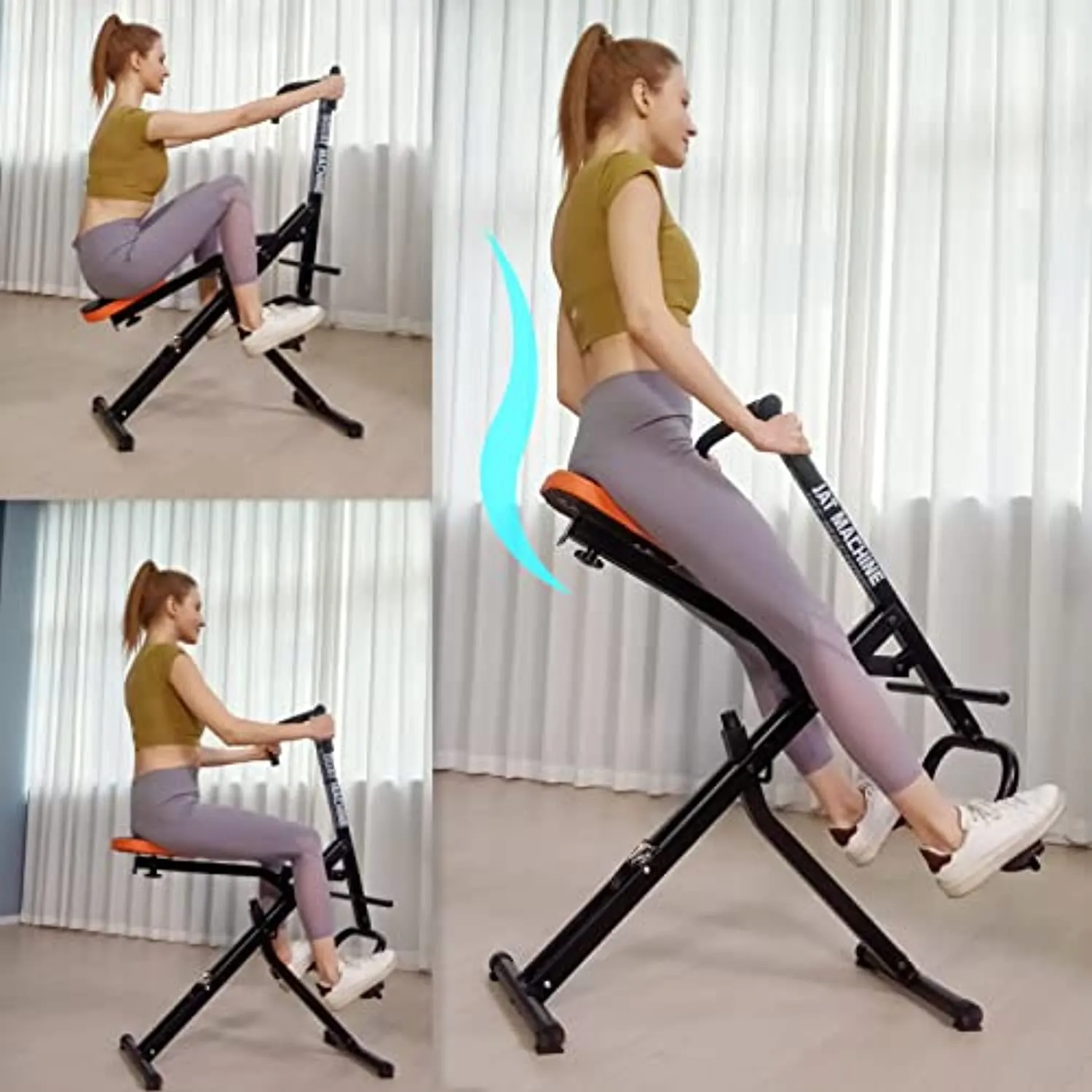 Rowing squat exercise machine full body exercise aerobic fitness strength equipment core auxiliary trainer gym home & total crunch
