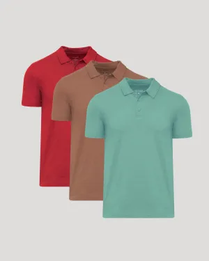 Rustic Tones Short Sleeve Classic Polo 3-Pack