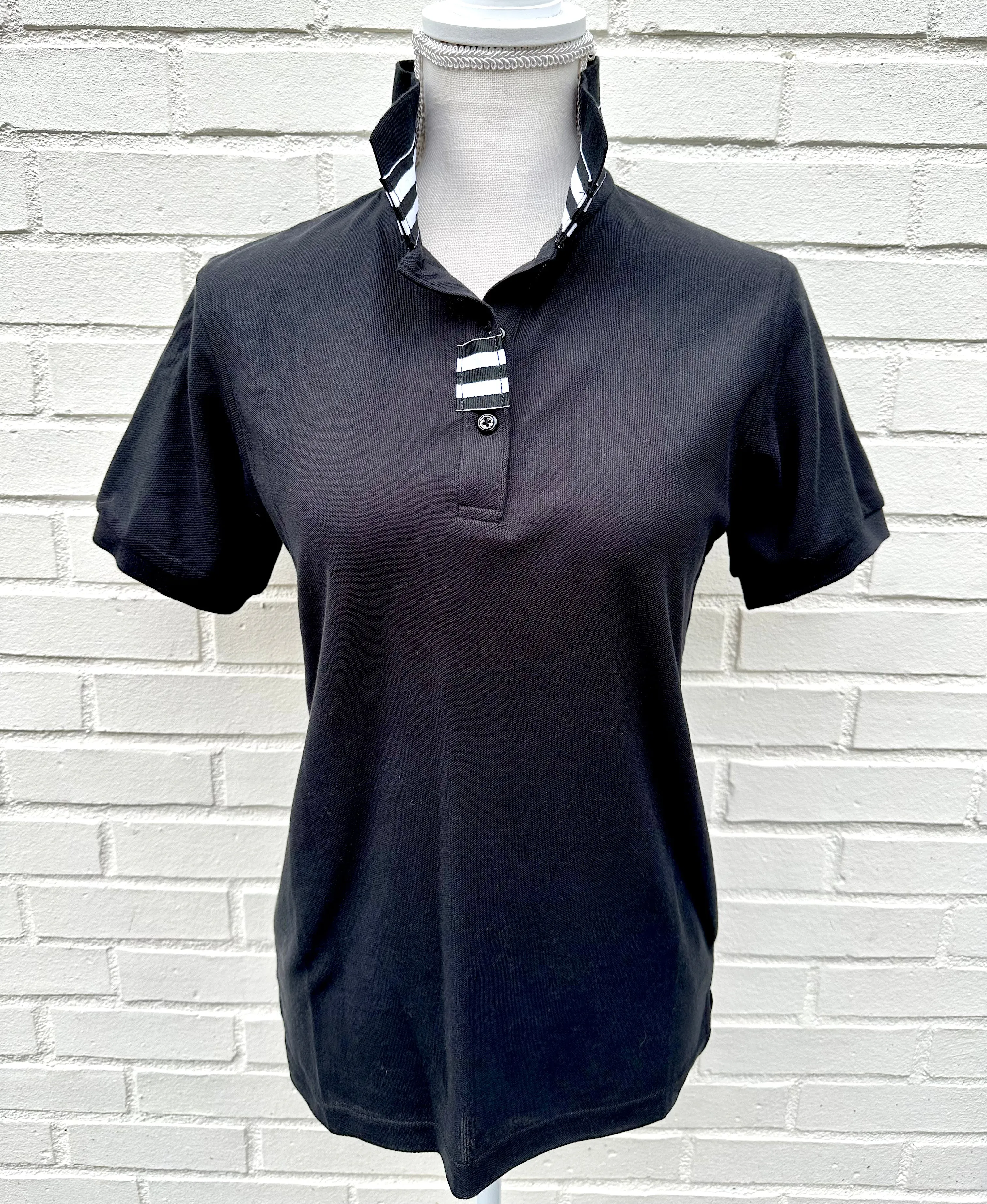 SALE - XS & M ONLY - Madonna Polo w Black/White Grosgrain  (POLO1) *FINAL SALE*