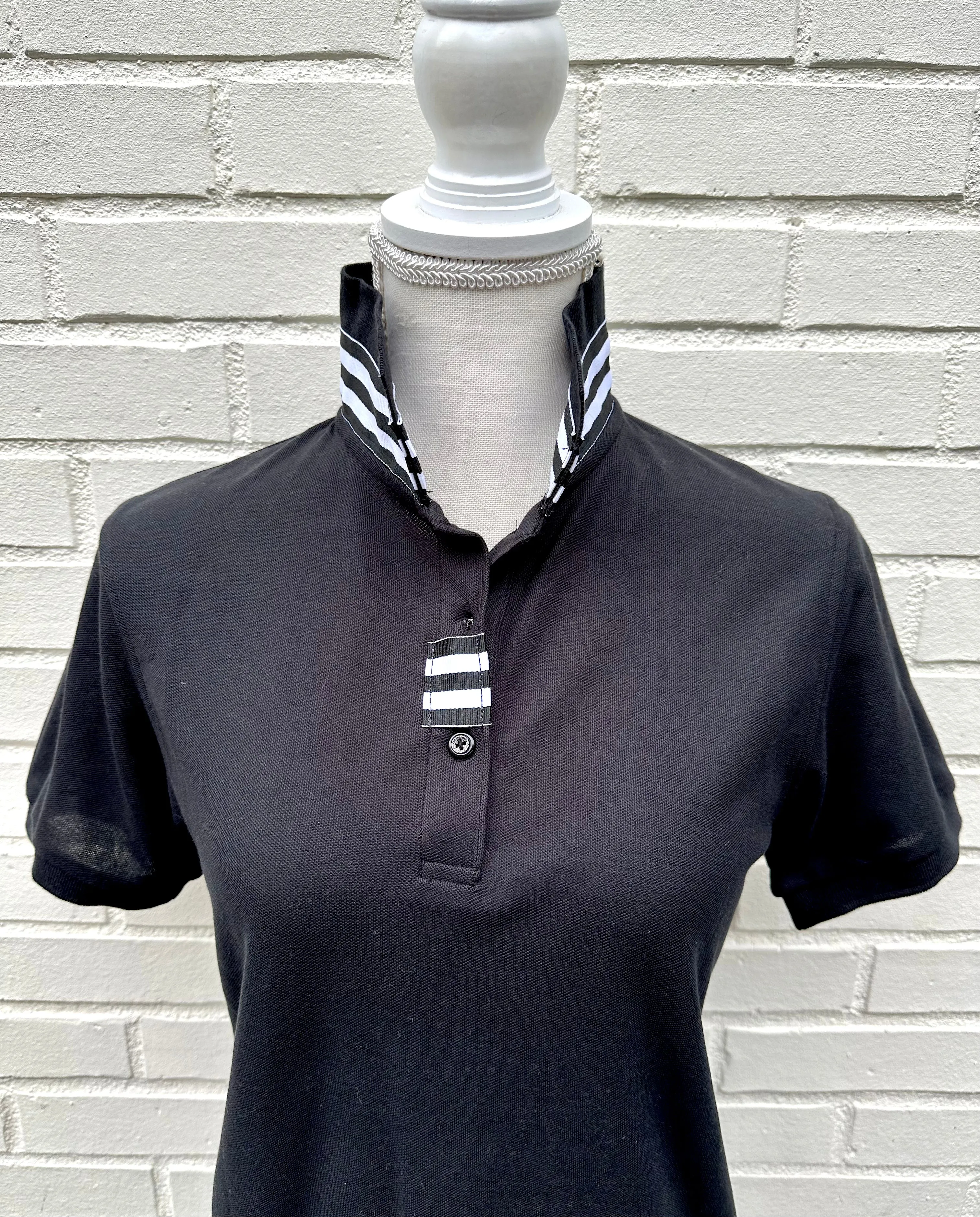 SALE - XS & M ONLY - Madonna Polo w Black/White Grosgrain  (POLO1) *FINAL SALE*