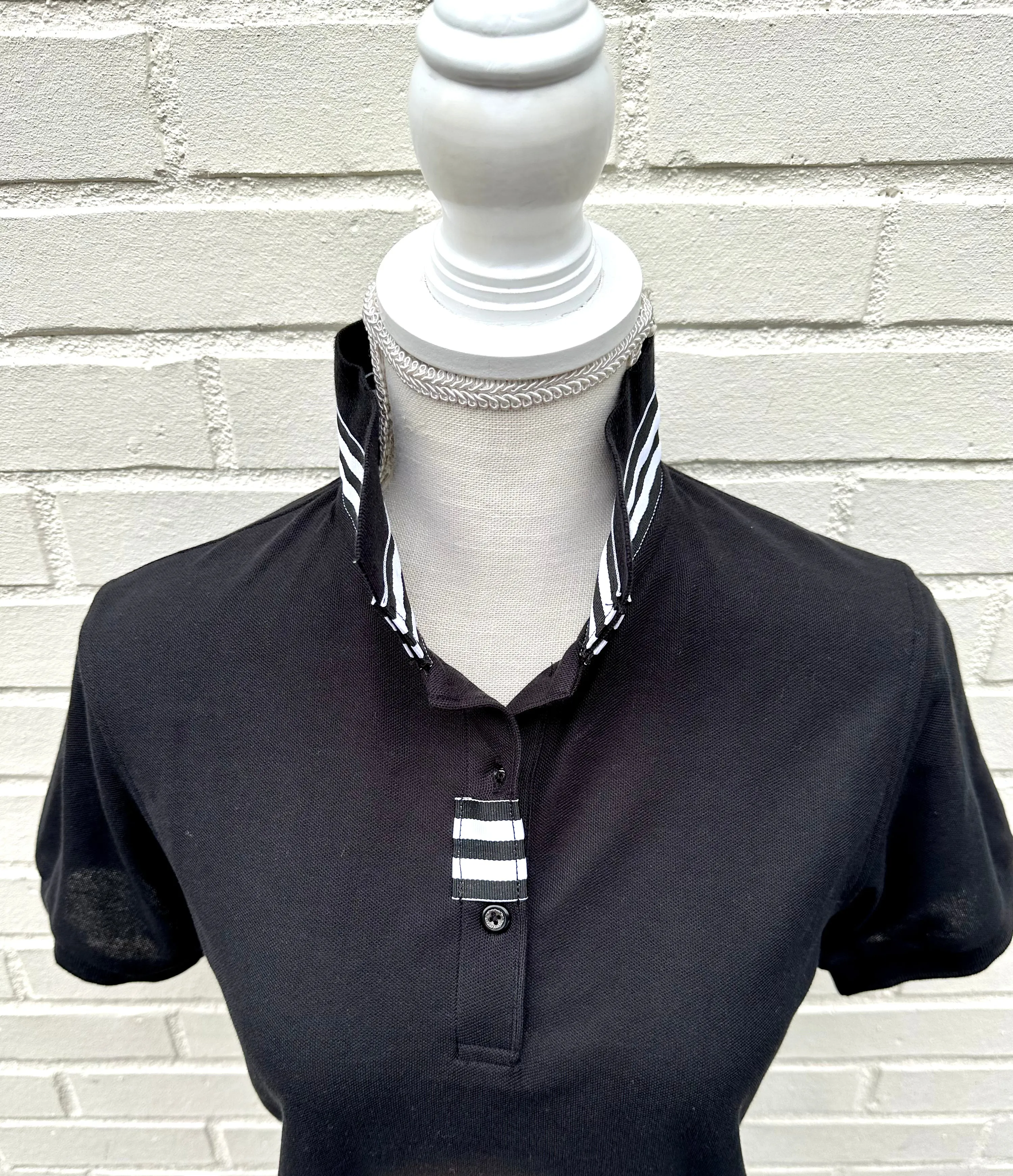 SALE - XS & M ONLY - Madonna Polo w Black/White Grosgrain  (POLO1) *FINAL SALE*