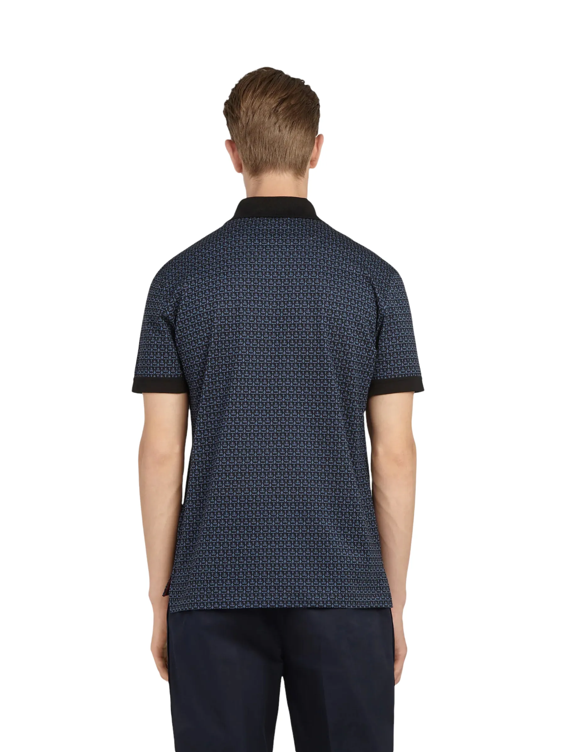 SALVATORE FERRGAMO SHORT SLEEVED GANCINI POLO DENIM-BLACK