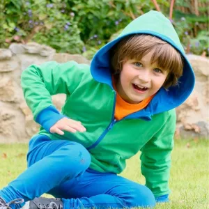 ScandiBugs Own Label Organic Reversible Hoody - Peacock Blue & Tropical Green