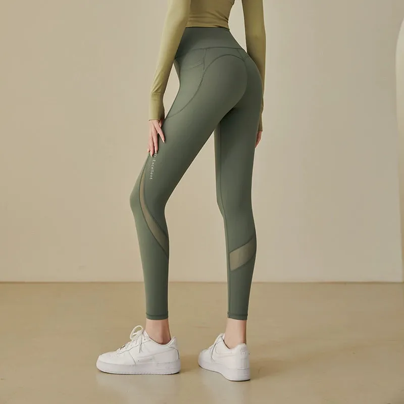 Side Pocket Running High Waist Hip Lifting and Belly Contracting Yoga Pants