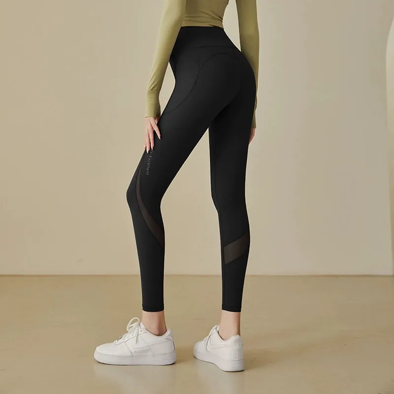 Side Pocket Running High Waist Hip Lifting and Belly Contracting Yoga Pants
