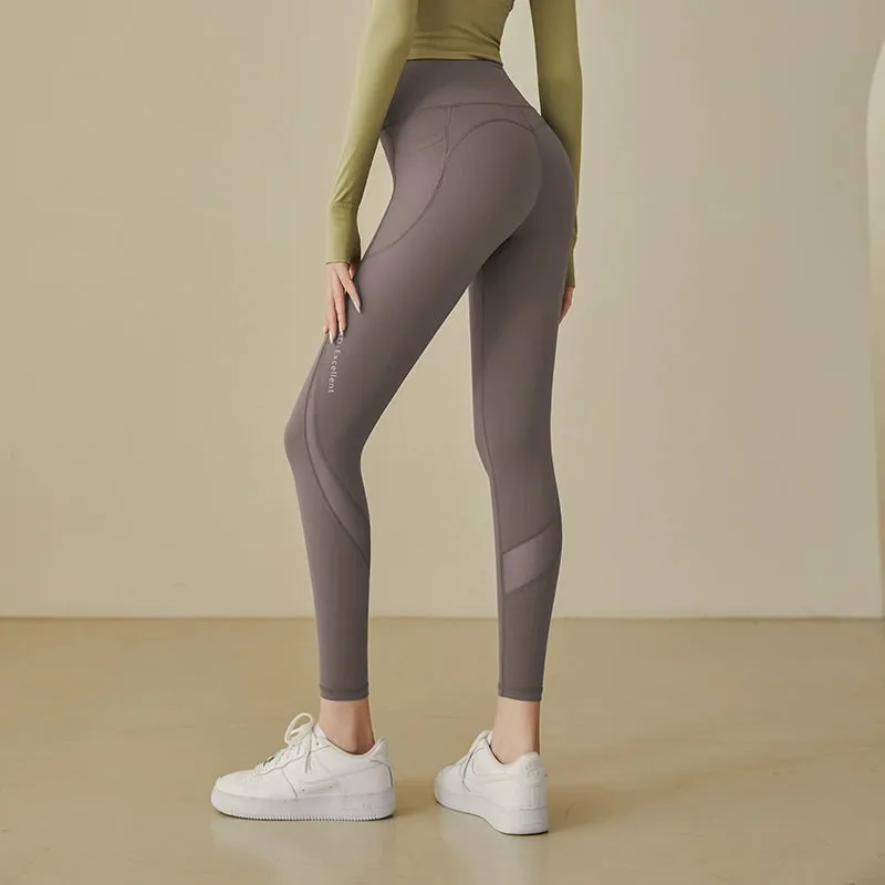 Side Pocket Running High Waist Hip Lifting and Belly Contracting Yoga Pants