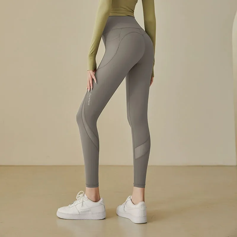Side Pocket Running High Waist Hip Lifting and Belly Contracting Yoga Pants