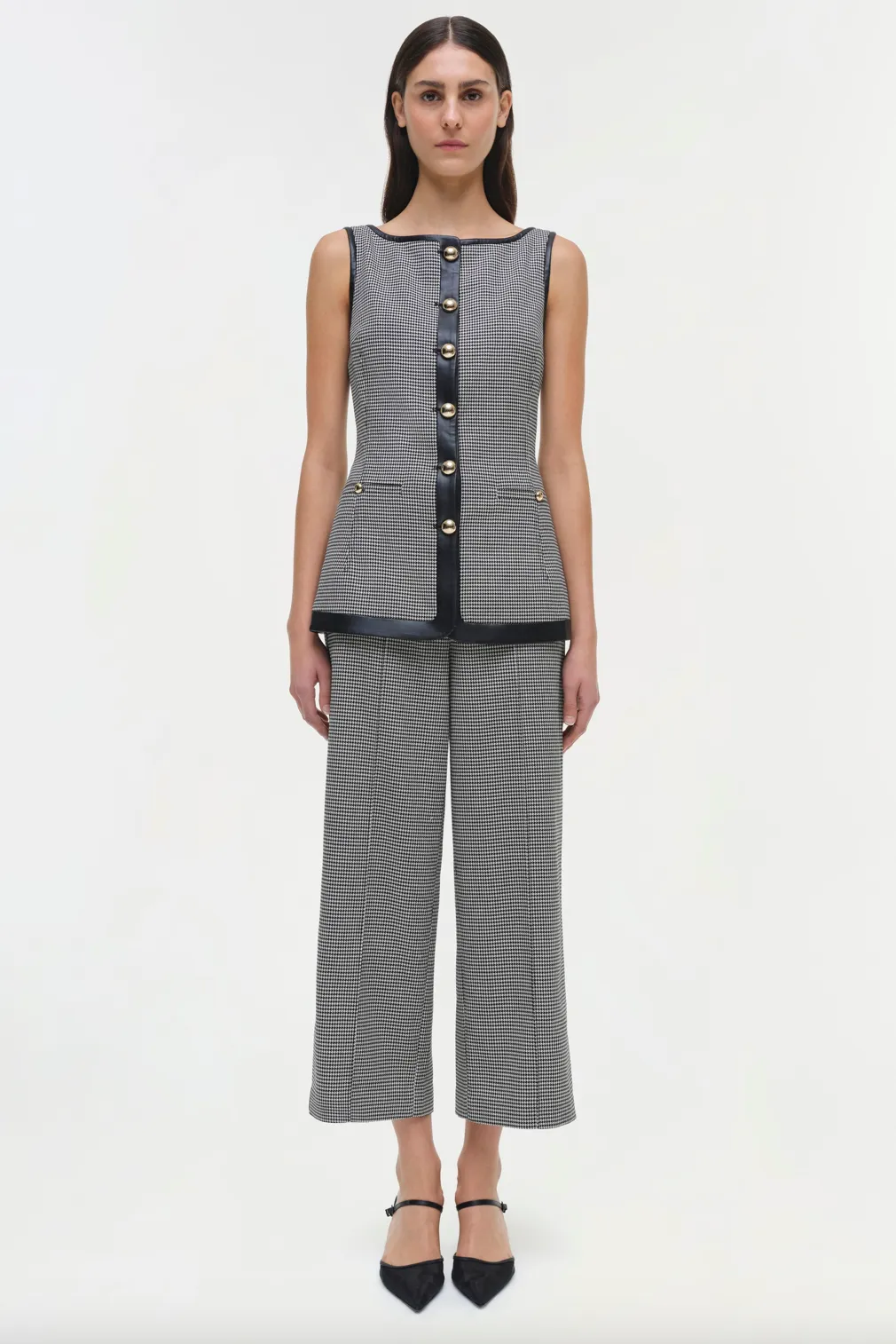 SIMKHAI - Cressida Button Top - Black/White