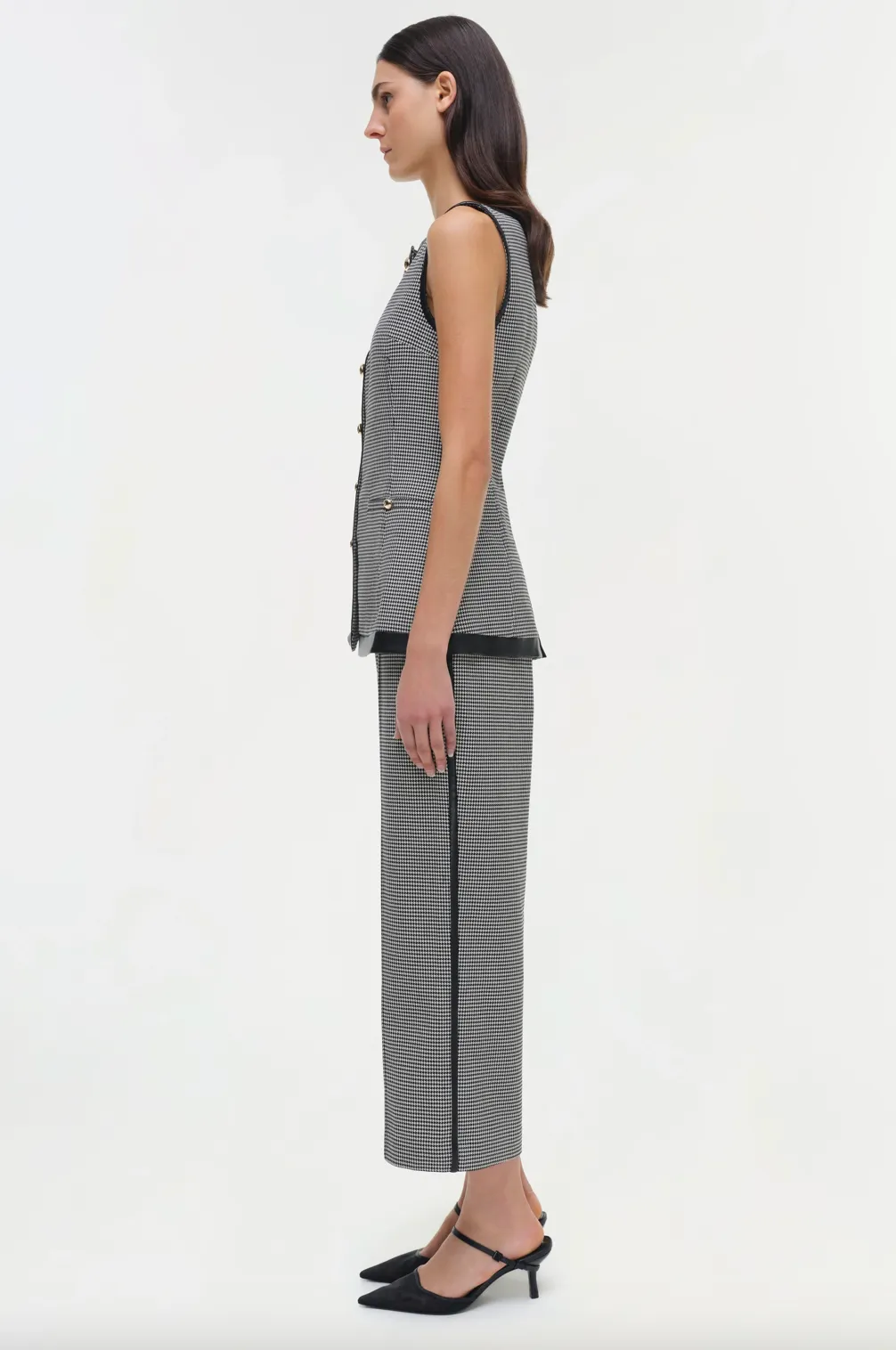 SIMKHAI - Cressida Button Top - Black/White