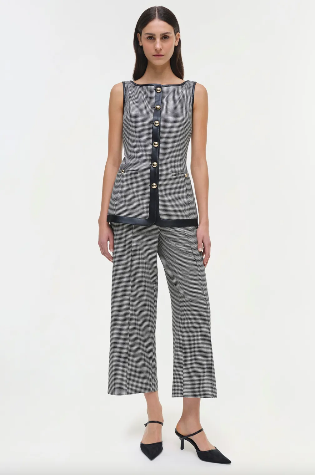 SIMKHAI - Cressida Button Top - Black/White