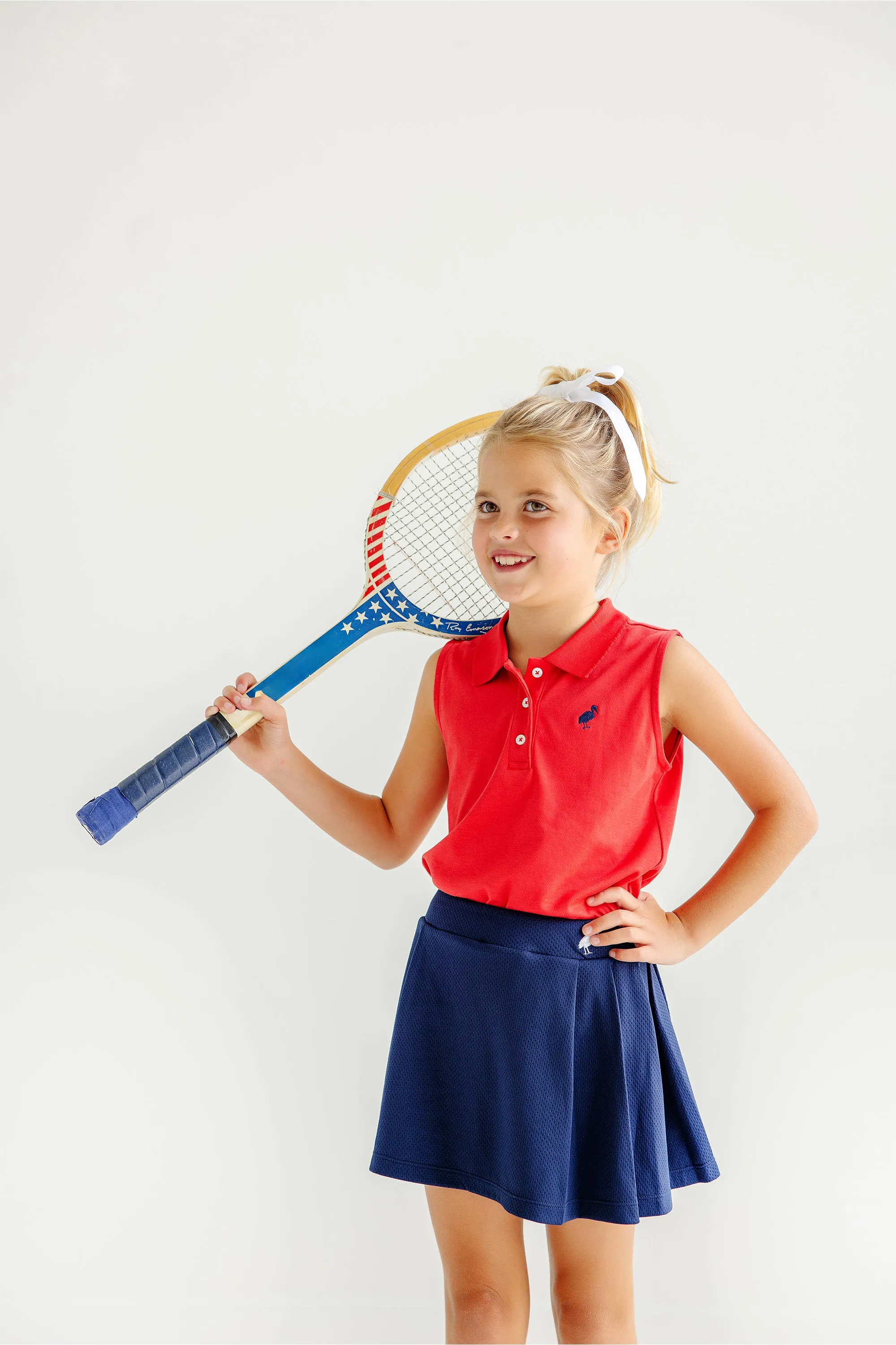 Sleeveless Anna Price Polo - Richmond Red with Nantucket Navy Stork