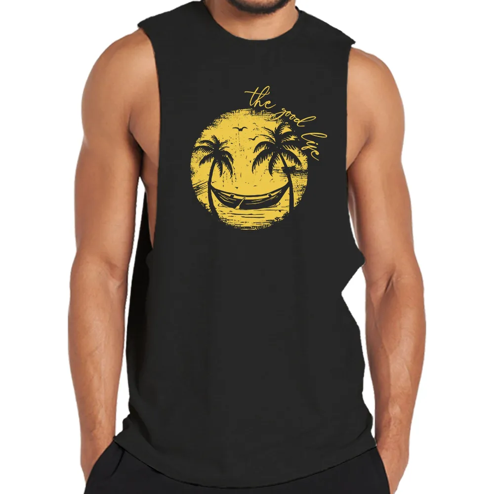 Smiley Palm Tree Graphic Tank Top