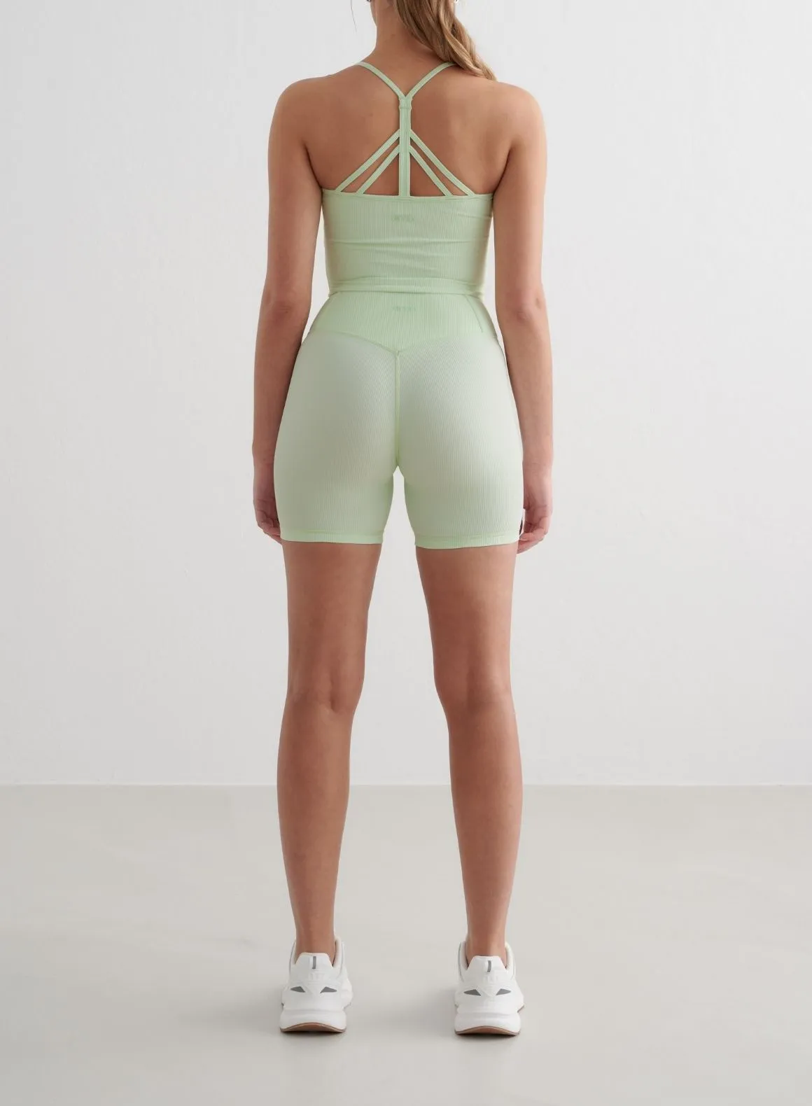 Spearmint Ribbed Performance Midi Biker Shorts