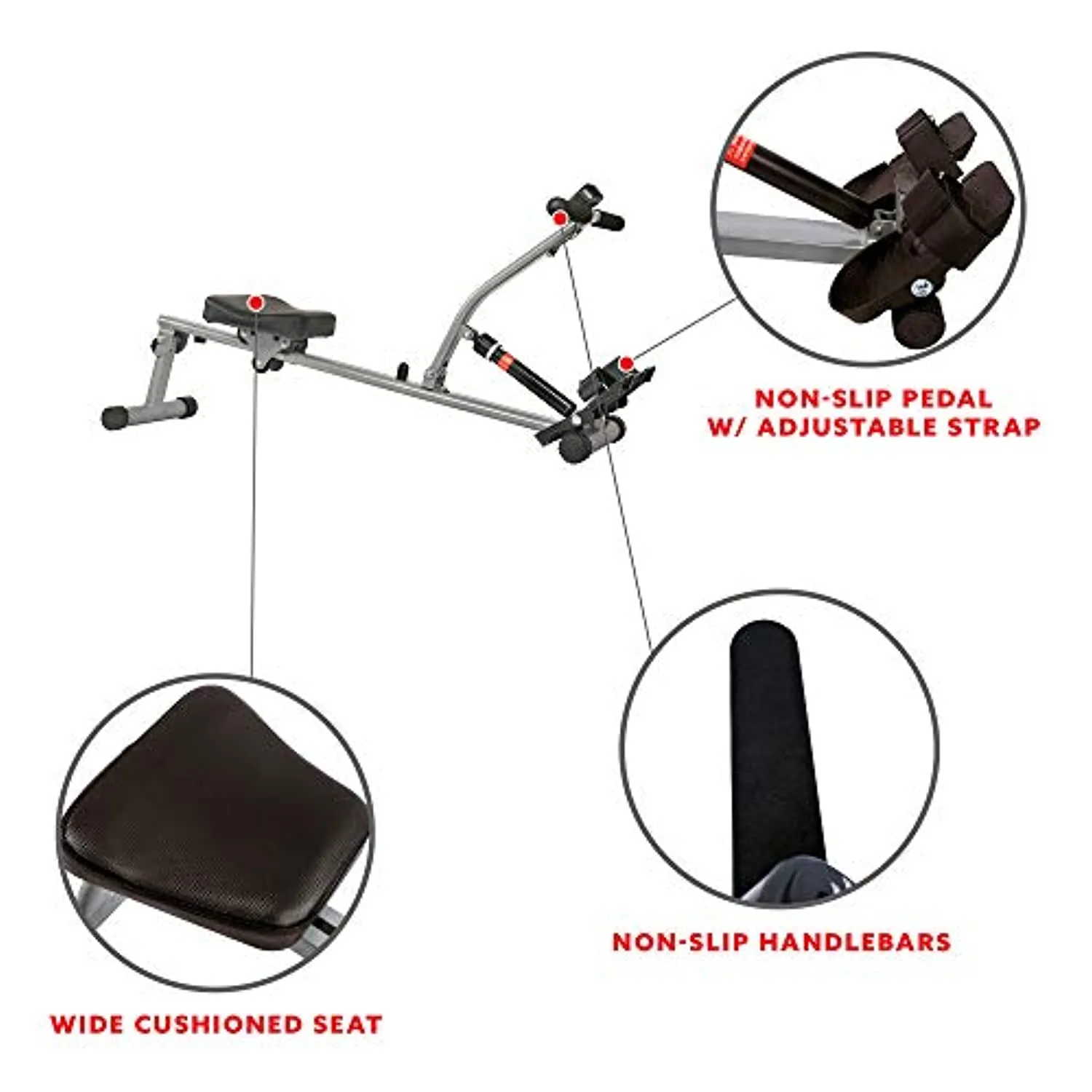 Sunny Health & Fitness SF-RW1205 Rowing Machine Rower with 12 Level Adjustable Resistance, Digital Monitor and 220 LB Max Weight
