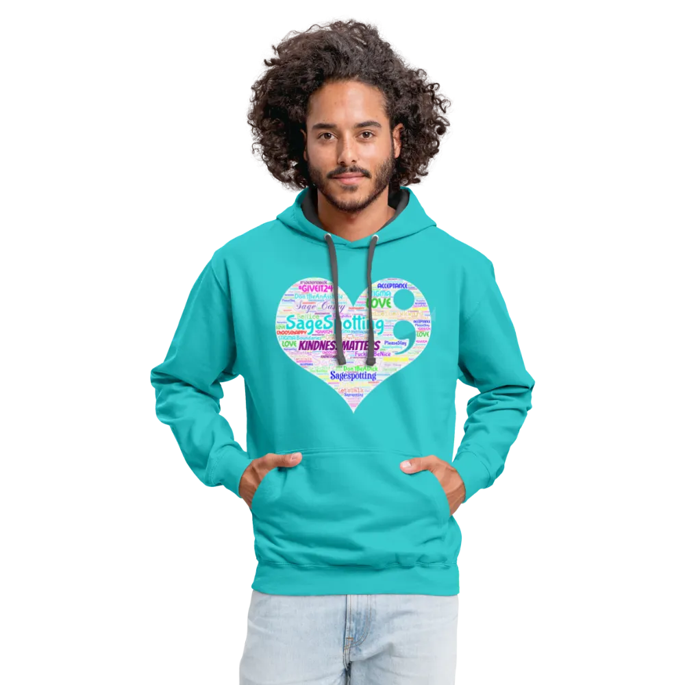*SWEARY* Contrast Hoodie WordCloud Heart/Classic Logo
