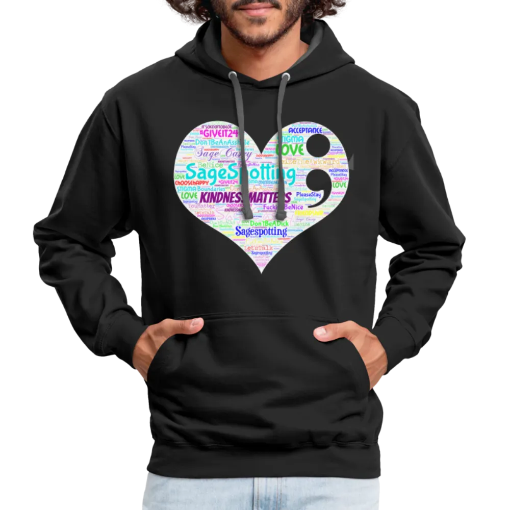 *SWEARY* Contrast Hoodie WordCloud Heart/Classic Logo