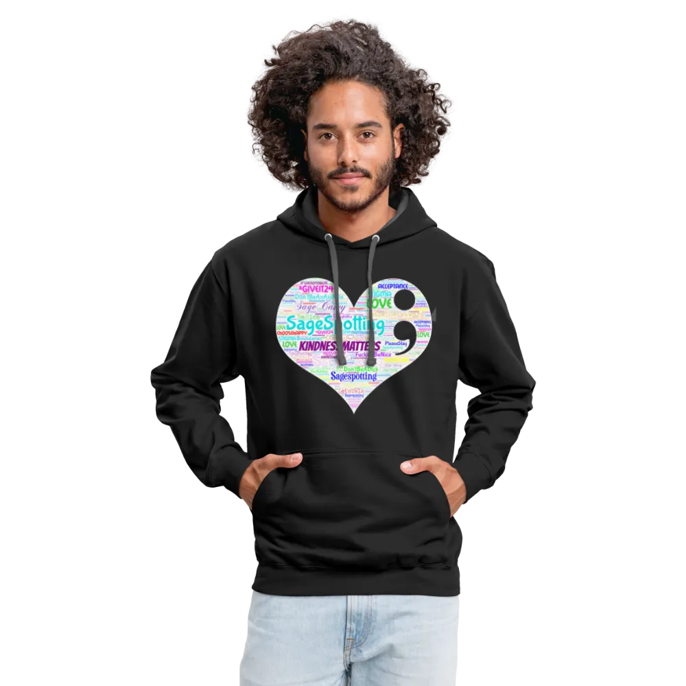 *SWEARY* Contrast Hoodie WordCloud Heart/Classic Logo