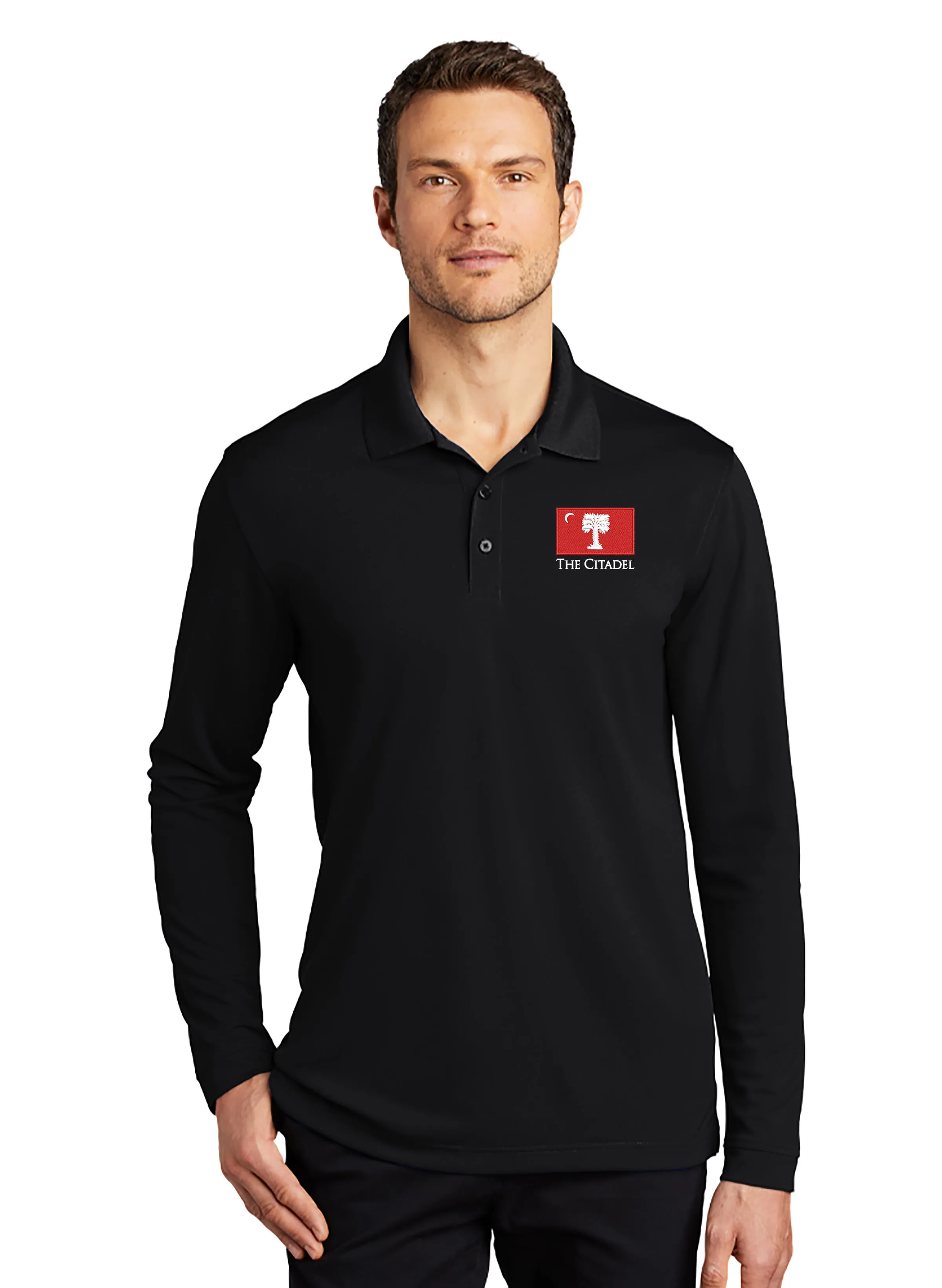 The Citadel, Big Red Flag, UV Micro-Mesh Long Sleeve Polo Shirt