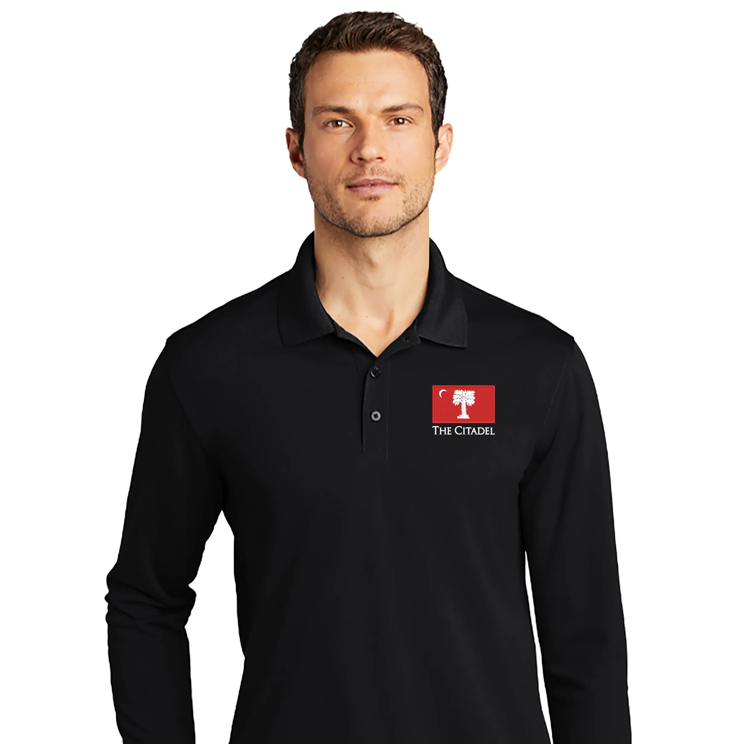 The Citadel, Big Red Flag, UV Micro-Mesh Long Sleeve Polo Shirt