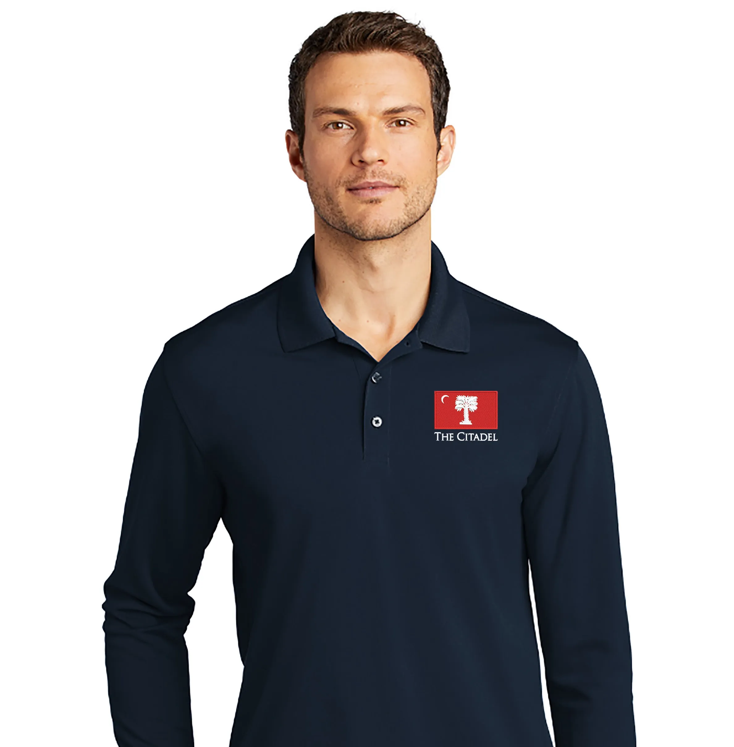 The Citadel, Big Red Flag, UV Micro-Mesh Long Sleeve Polo Shirt