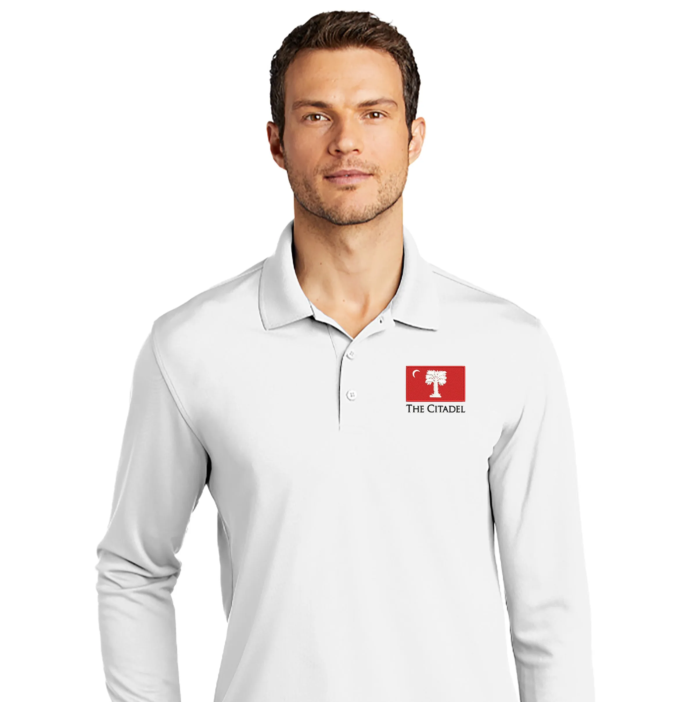 The Citadel, Big Red Flag, UV Micro-Mesh Long Sleeve Polo Shirt