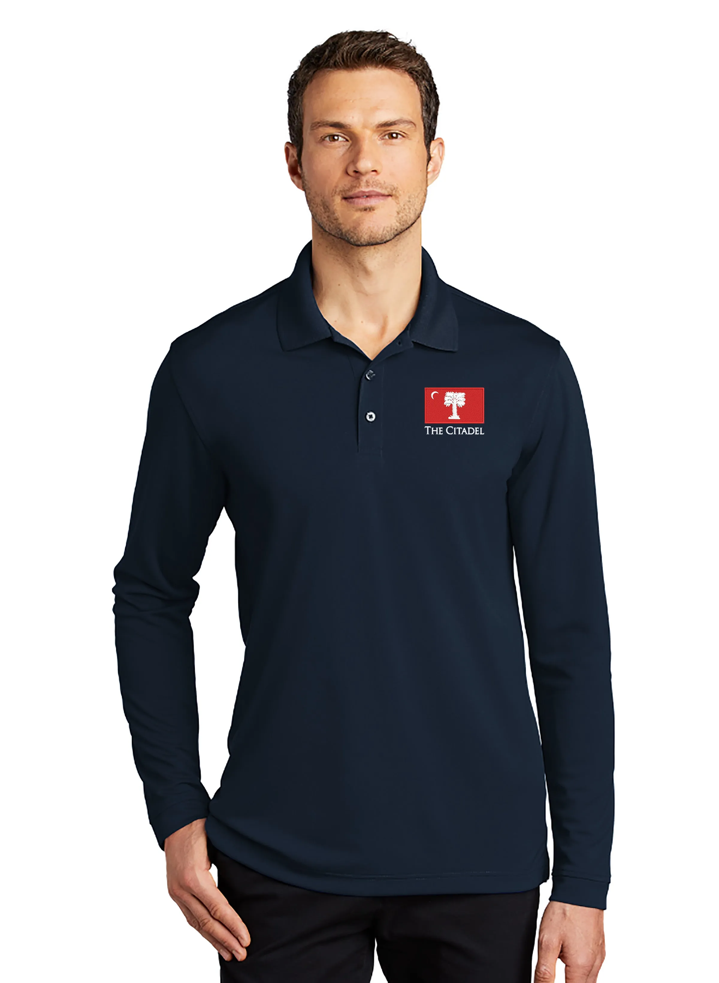 The Citadel, Big Red Flag, UV Micro-Mesh Long Sleeve Polo Shirt
