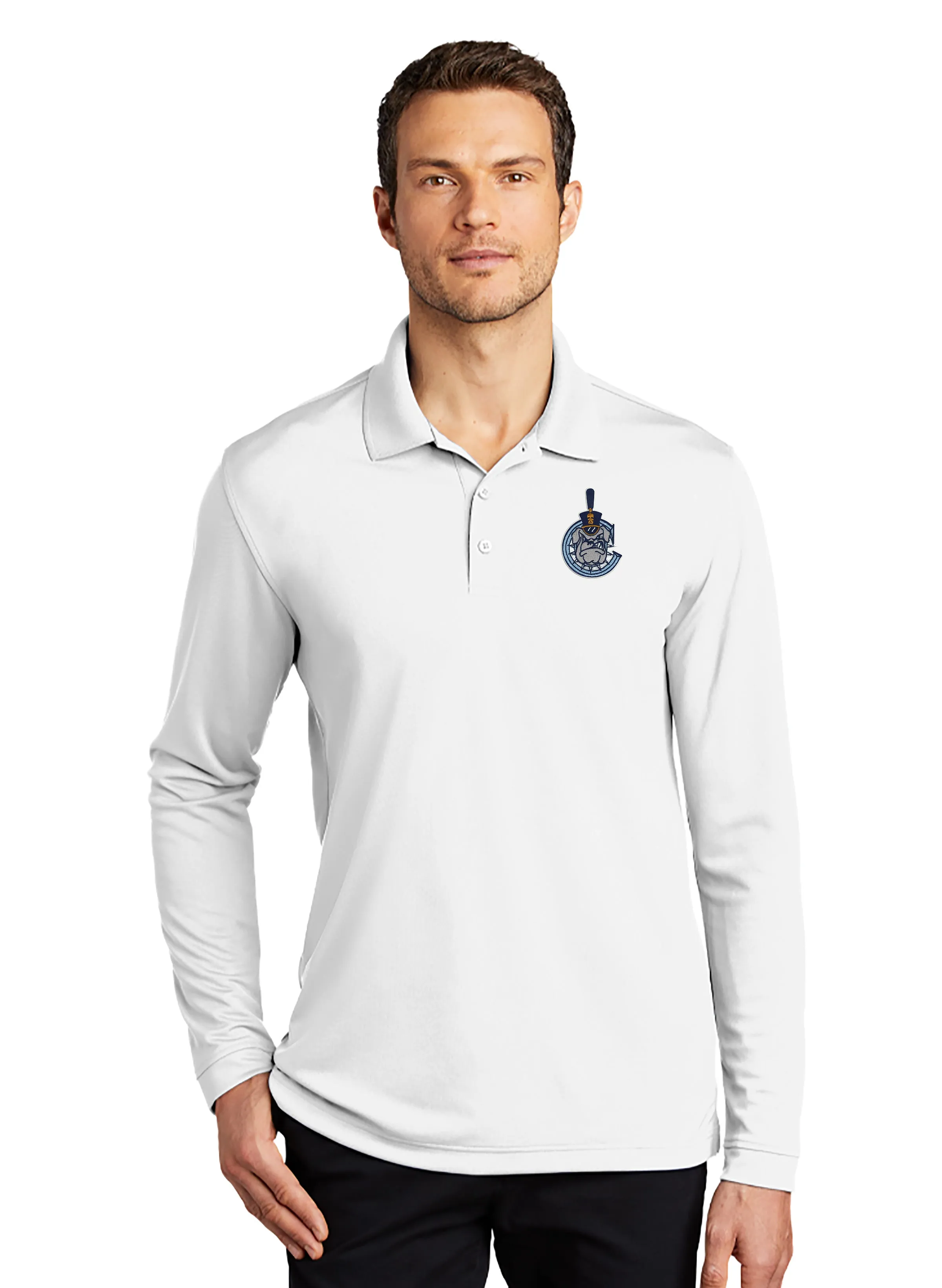 The Citadel, Spike Mascot in C, UV Micro-Mesh Long Sleeve Polo Shirt