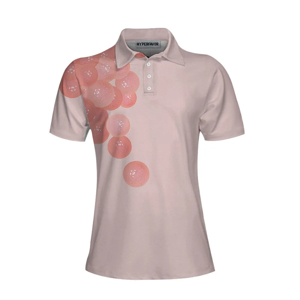 Thoughtful Pink Golf Balls Pattern Women Polo Shirt