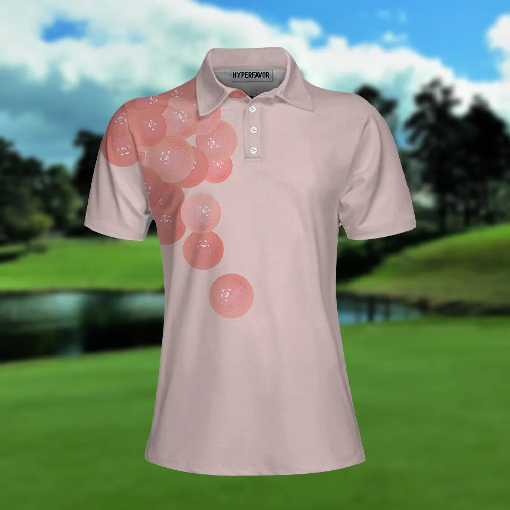 Thoughtful Pink Golf Balls Pattern Women Polo Shirt