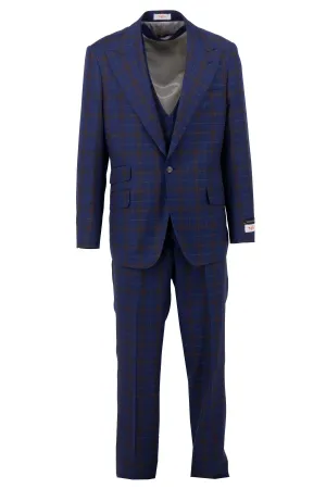 Tiglio Rosso Orvietto Navy with Brown Window Pain Semi Wide Leg TL7507
