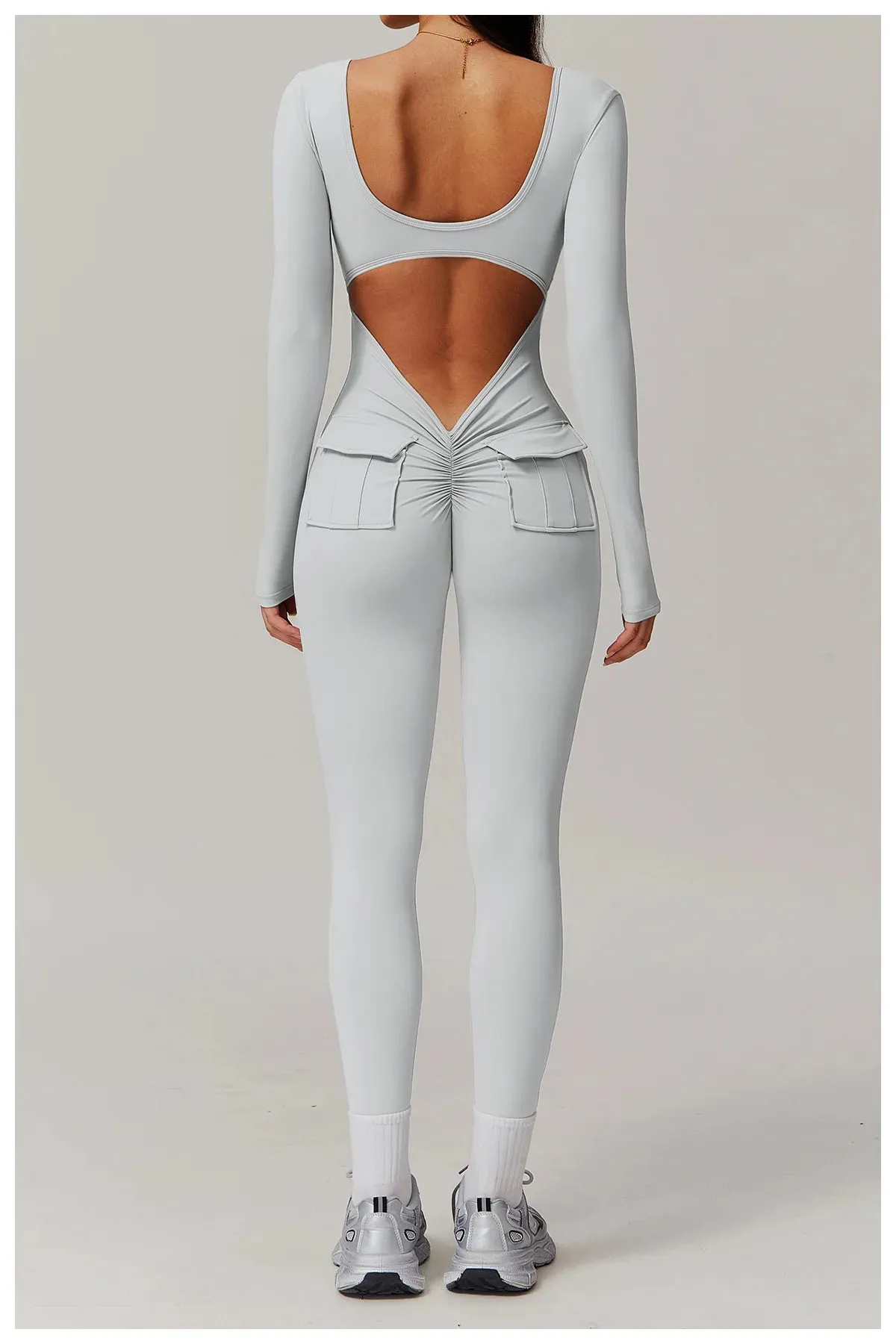 Trend4us Women's Open-Back Seamless Jumpsuit