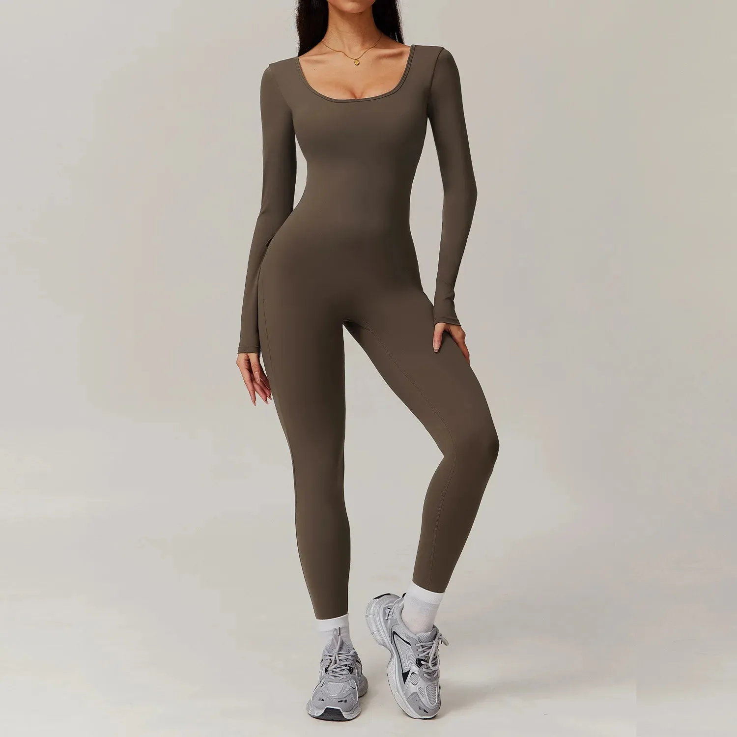 Trend4us Women's Open-Back Seamless Jumpsuit