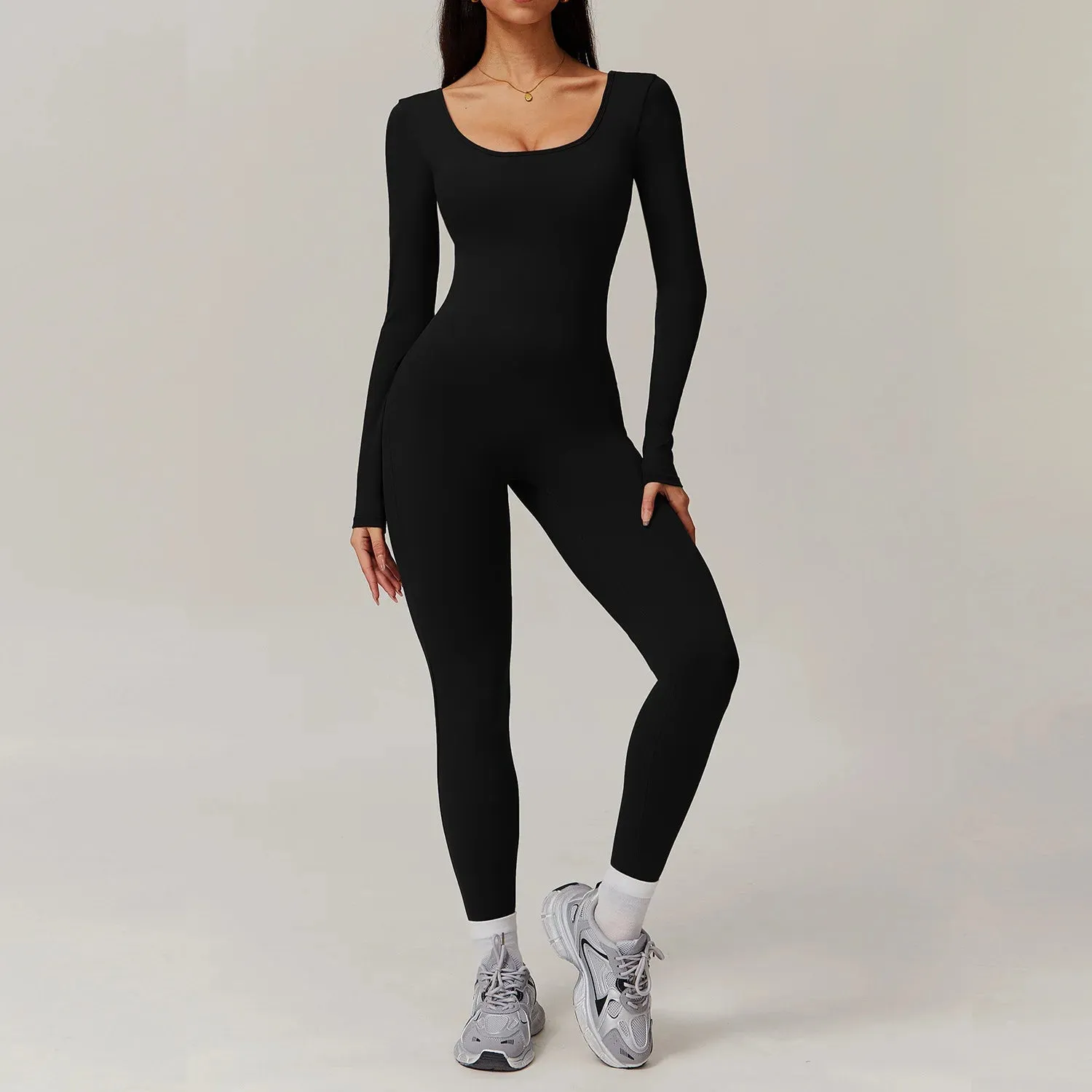 Trend4us Women's Open-Back Seamless Jumpsuit