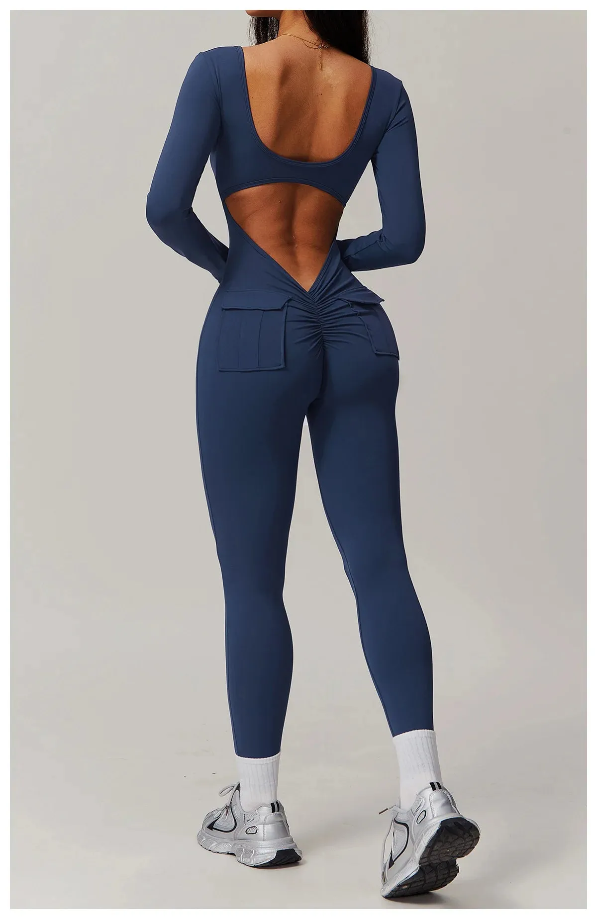 Trend4us Women's Open-Back Seamless Jumpsuit