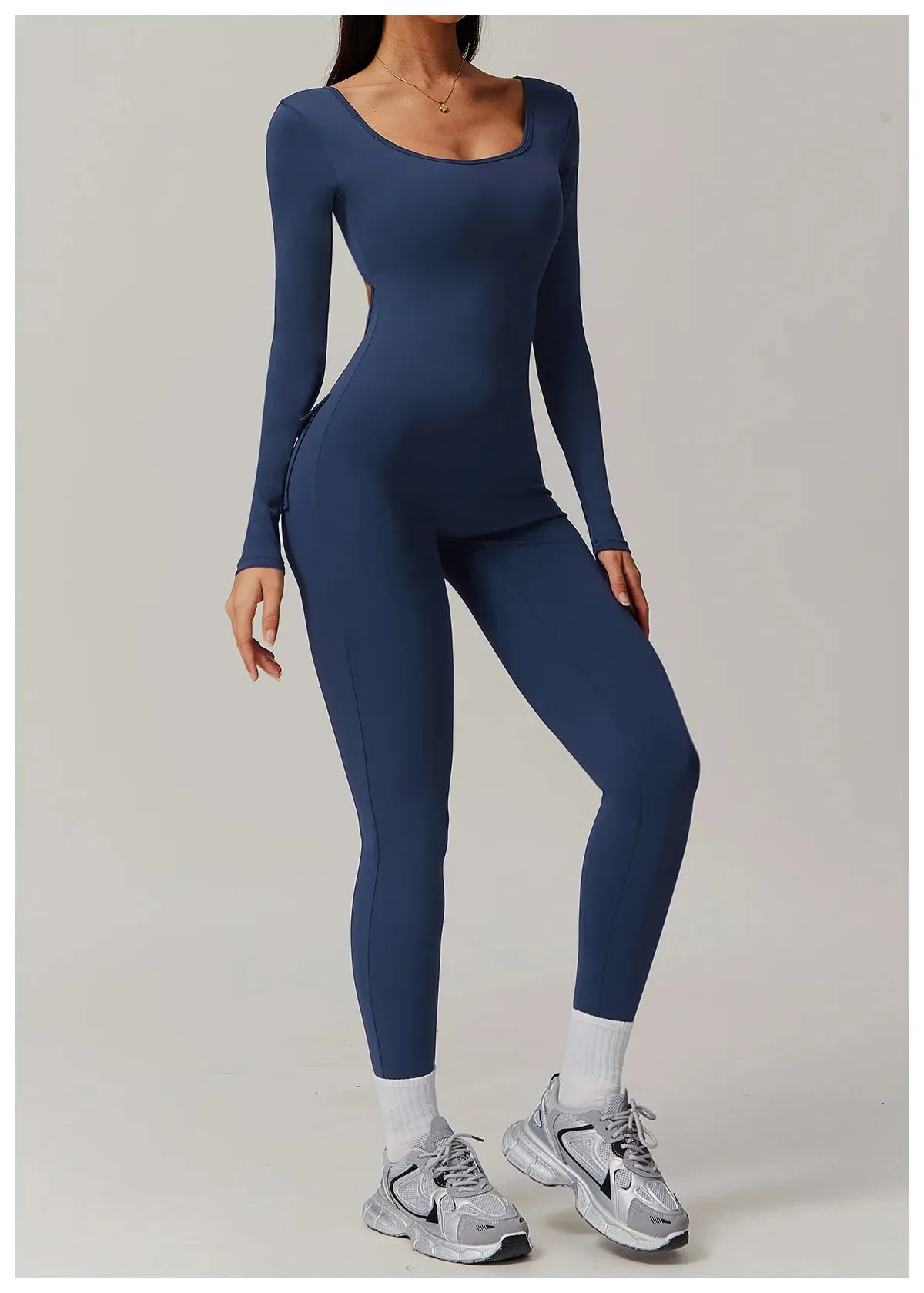 Trend4us Women's Open-Back Seamless Jumpsuit