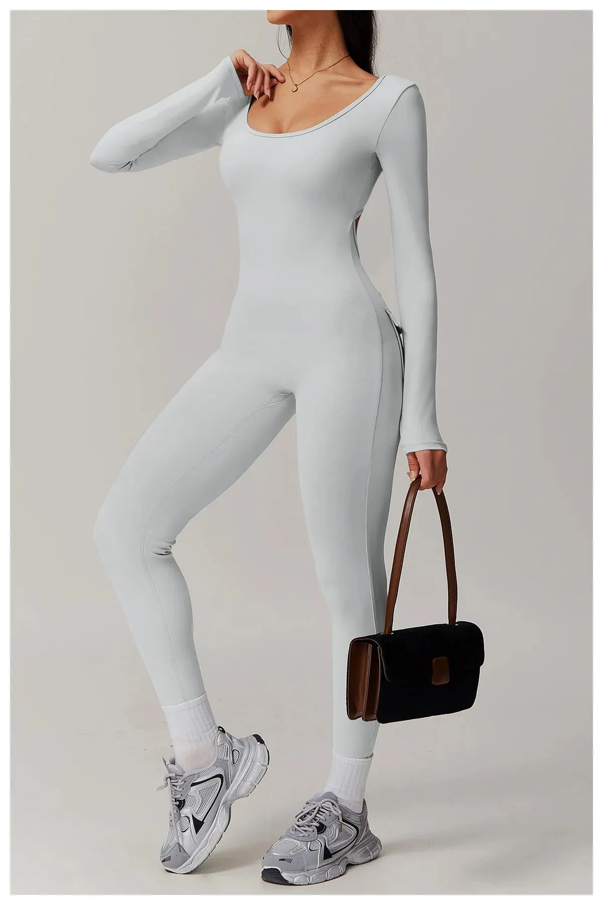 Trend4us Women's Open-Back Seamless Jumpsuit