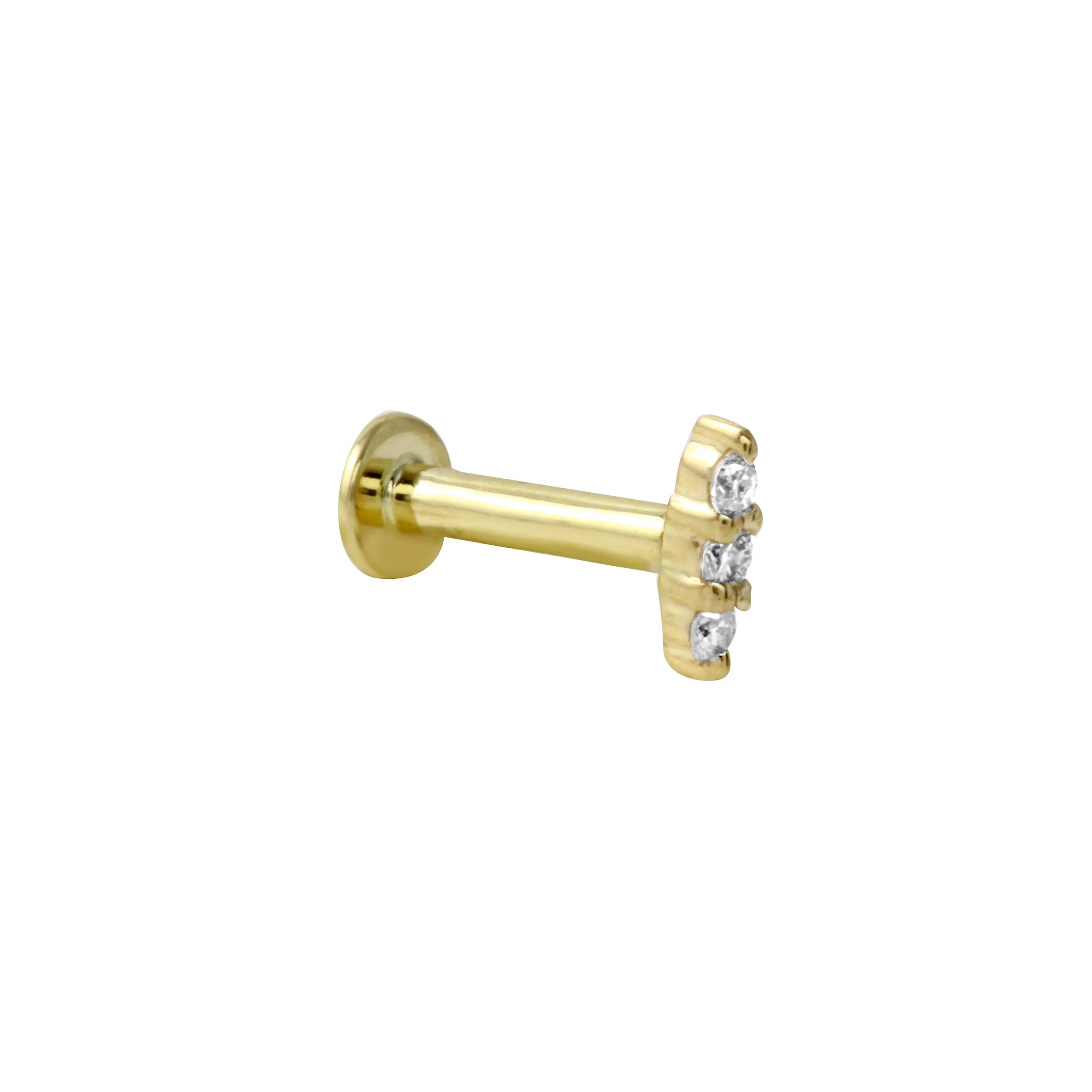 Triple Diamond Pavé Bar Single Flat Back Stud Earring, 14k