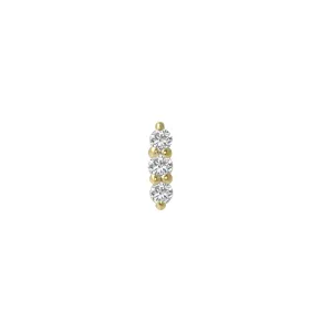 Triple Diamond Pavé Bar Single Flat Back Stud Earring, 14k