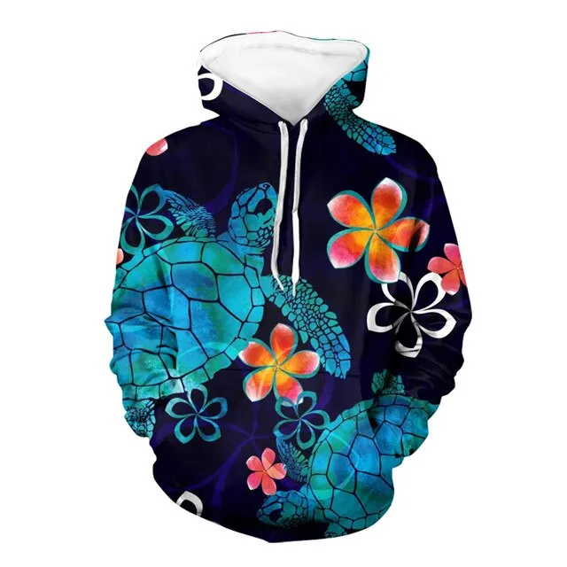 Turtle Pattern Oversize Loose Hoodie
