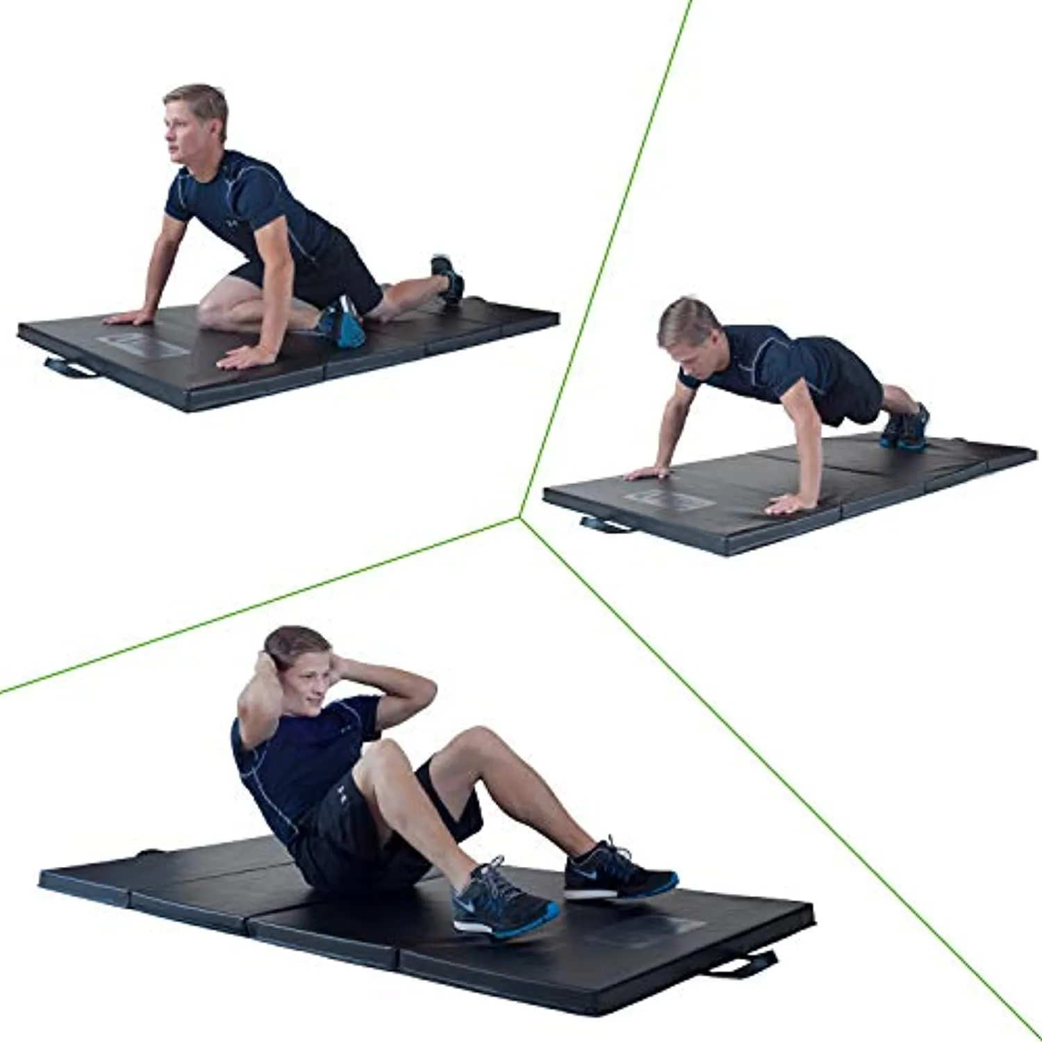 Ultimate Body Press 4350143414 Exercise and Yoga Mat - 6’4” x 3’ x 2” - Four Panel Folding Mat with Premium Materials and Foam - Sized Right for Your Fitness by , Black
