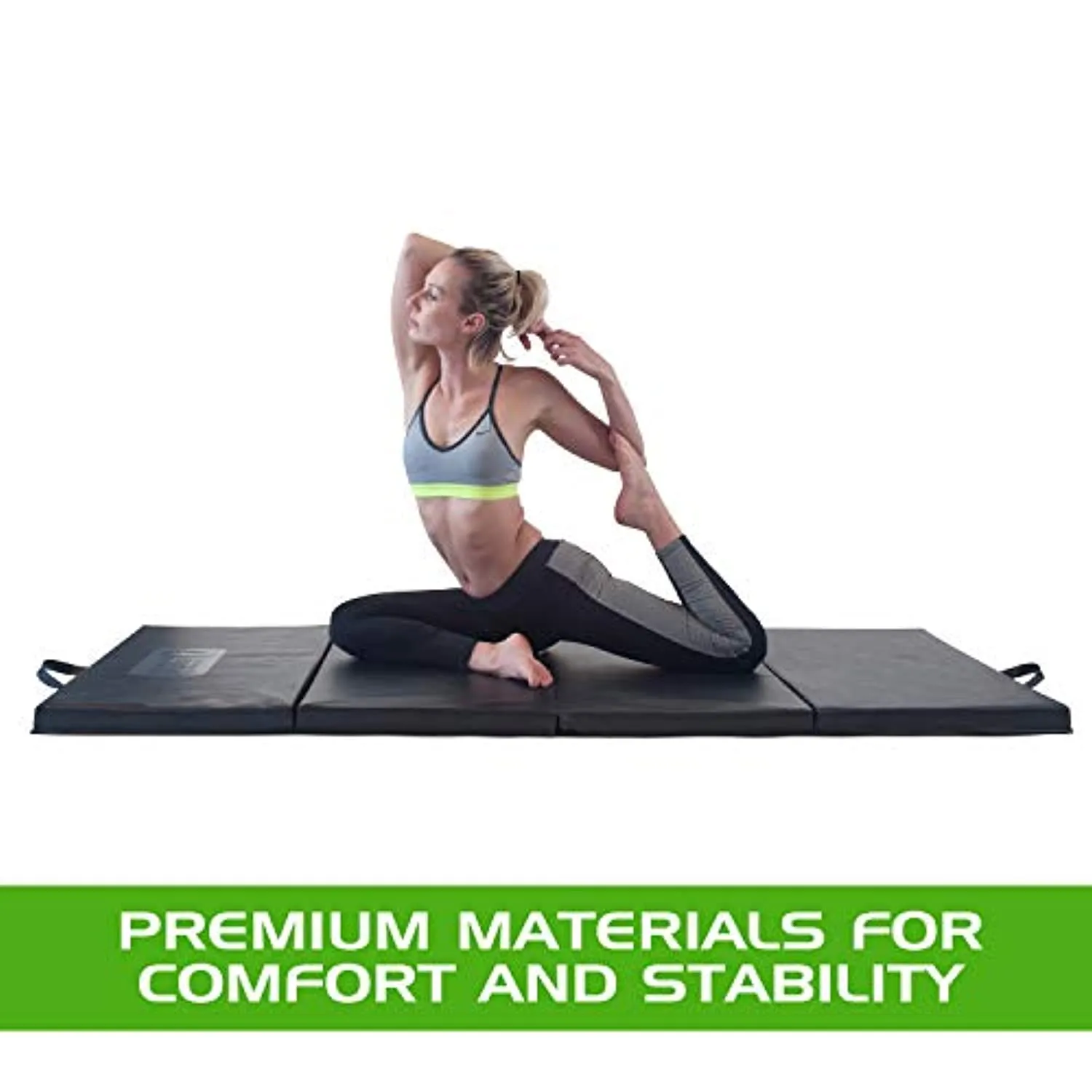 Ultimate Body Press 4350143414 Exercise and Yoga Mat - 6’4” x 3’ x 2” - Four Panel Folding Mat with Premium Materials and Foam - Sized Right for Your Fitness by , Black