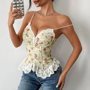 Vest Lace Spaghetti-strap Lace Sexy Members-only No customs hassle Stitching Jacquard Retro